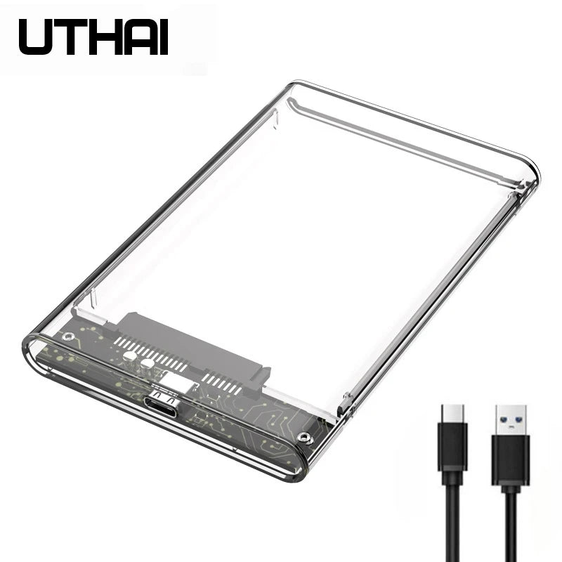 UTHAI TM05 Type-C Transparent Box HDD Enclosure 3.1 Notebook 2.5 Inch SSD Solid State Mechanical Mobile Hard Disk Box USB3.1