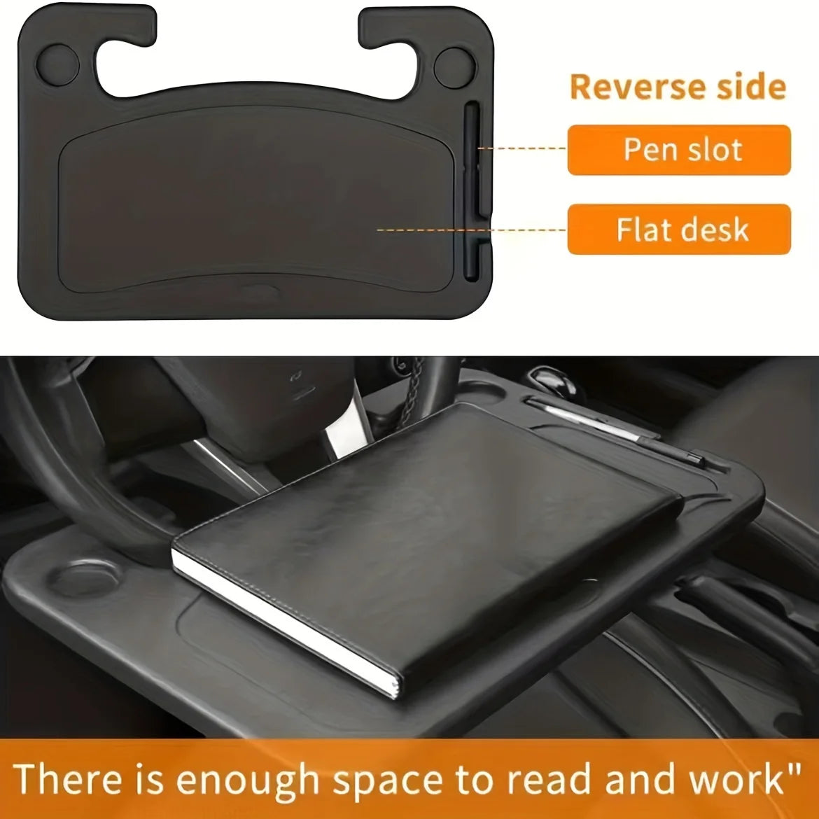 Advanced Versatile Car Steering Wheel Tray - Versatile Portable Table for Eating, Working, and Storage, Suitable for Most Cars