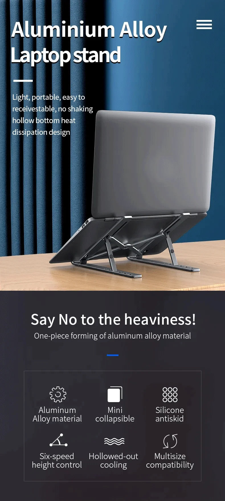 Laptop Stand For Macbook Folding Adjustable Aluminum Computer Pc Tablet Stand Notebook Tablelaptop Holder Heat Dissipation