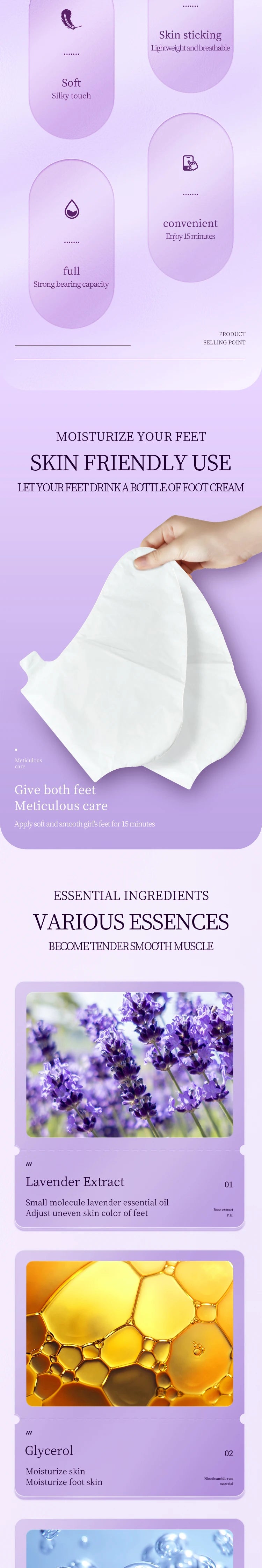 5/10 Pairs SADOER Lavender Foot Mask Moisturizing Whitening Foot Peeling Mask Exfoliating Feet Pedicure Exfoliant Feet Skin Care