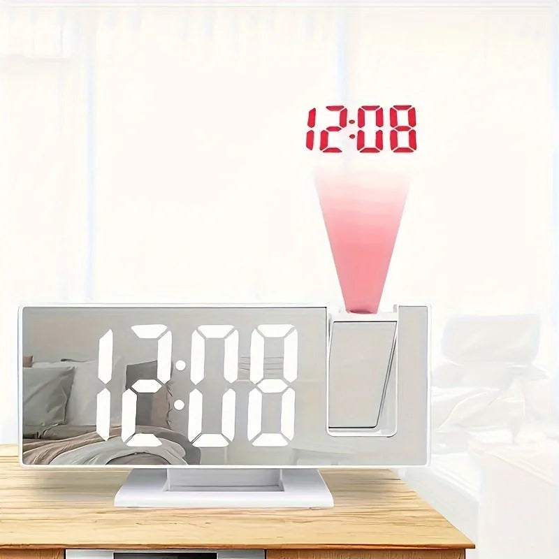 Mirror multifunctional projection alarm clock Intelligent luminous clock Bedroom large screen digital clock wall projection alar