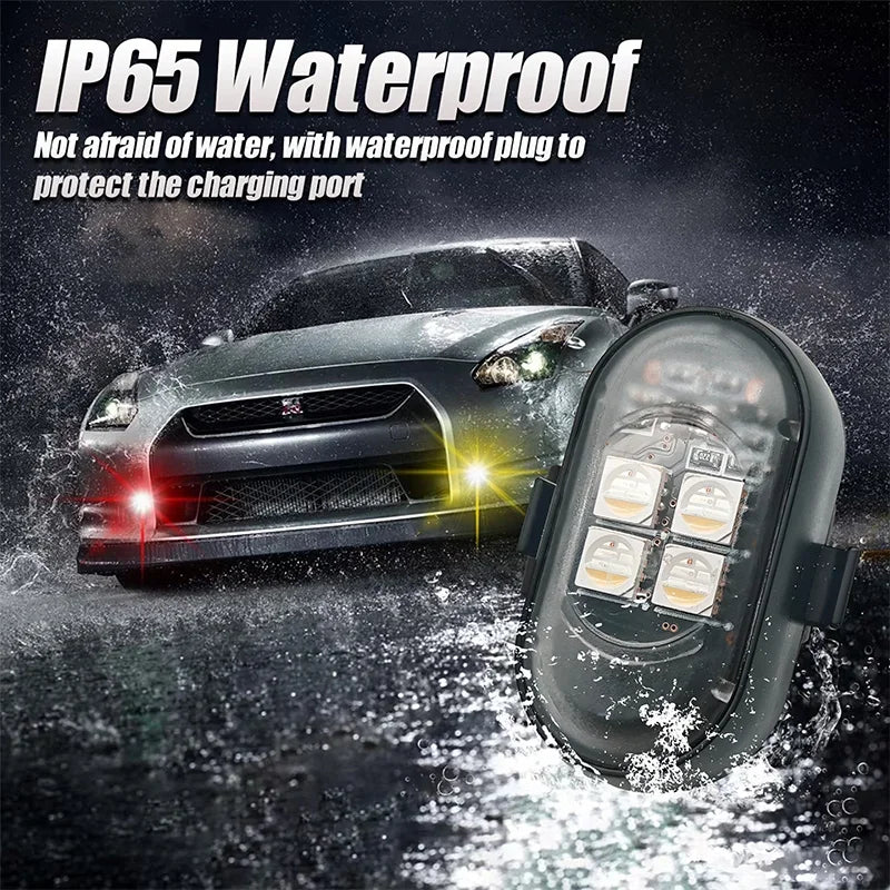 Wireless LED Strobe Lights Car Decor Atmosphere Light Warning Lights RGB Led Aircraft Strobe Lights Car Motorcycle LED Lights