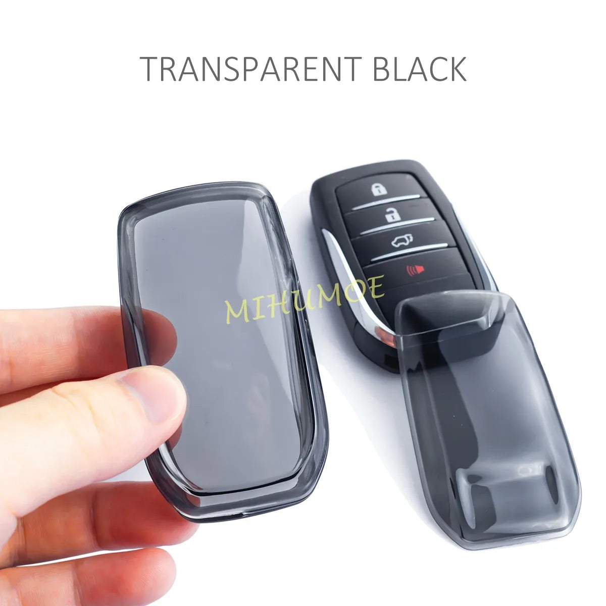 2x Black/Clear Transparent Car Key Fob Case Cover For Toyota Tundra Corolla Sequoia RAV4 Yaris Cross Hilux Prius bZ4X Tacoma