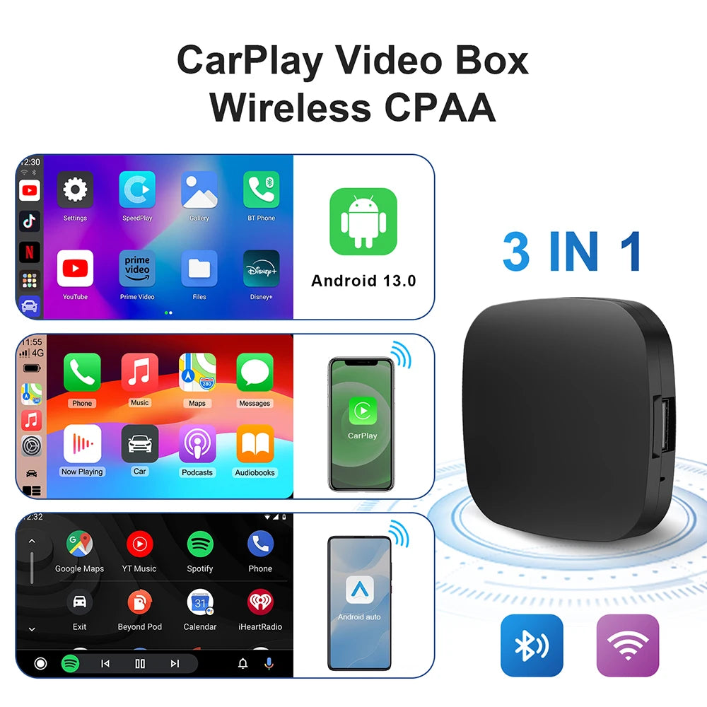 ANYFAR 2025 Android 13 Box Wired to Wireless Carplay Android Auto Adapter For YouTube car intelligent systems 5GWiFi