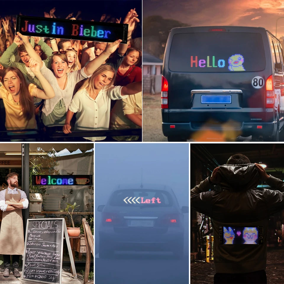 LED RGB Matrix Panel Rolling Advertisement LED Sign USB 5V with Remote Programmable logo light for Car Shops Offices Restaurants