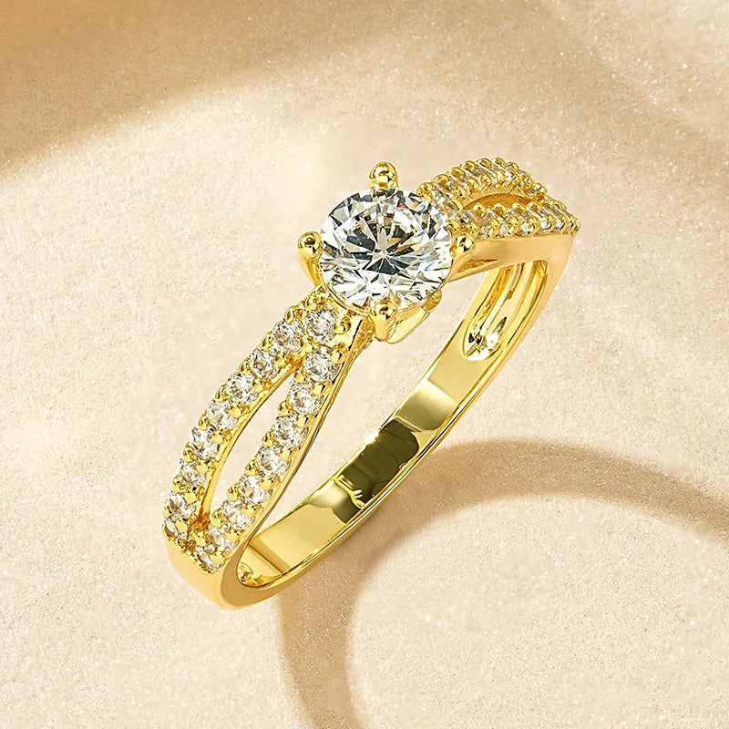 14k Gold-Style Plated Infinity Love Round Cut CZ Ring