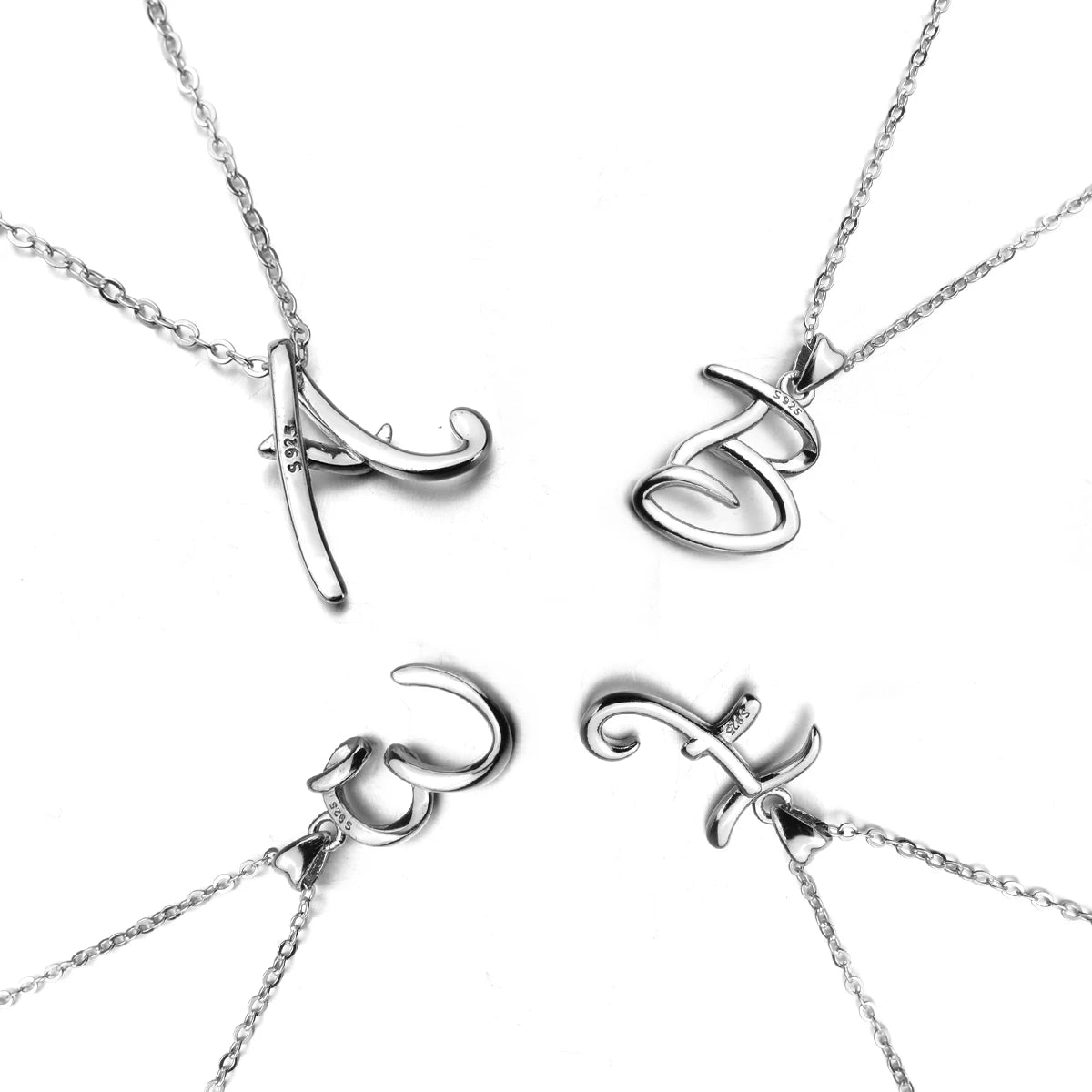 925 Sterling Silver Initial Letter Pendant Necklace