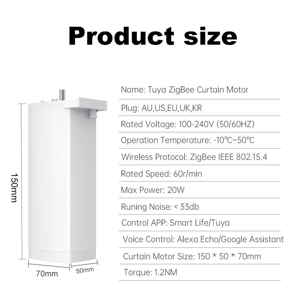 Smart Life Tuya Zigbee/WIFI Electric Curtain Motor Automatic Intelligent Support Voice Control Tools Alexa Google Assistant 15CM