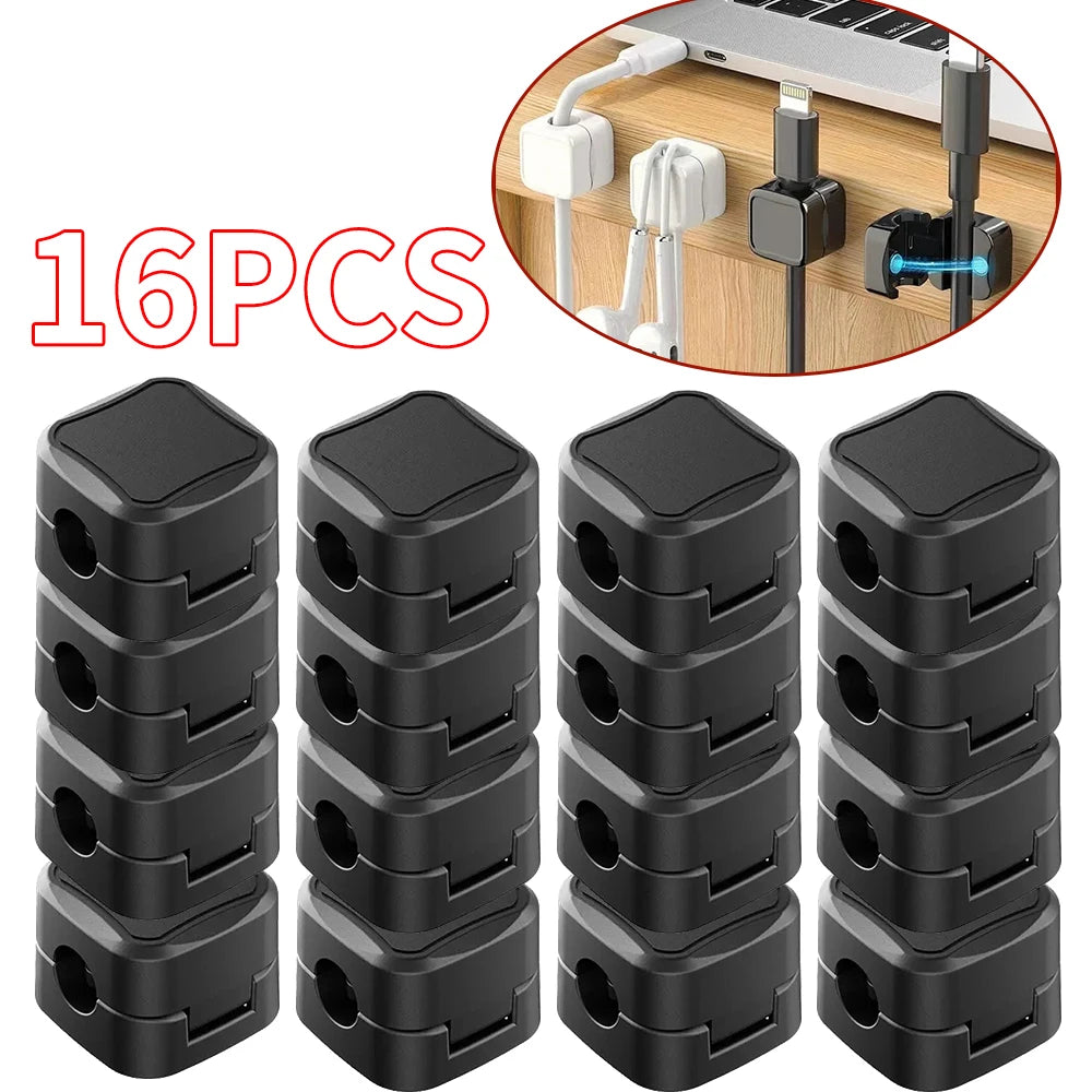 36/16/8/4PCS Magnetic Cable Clips Cable Smooth Adjustable Cord Holder Under Desk Cable Management Wire Keeper Cable Organizer