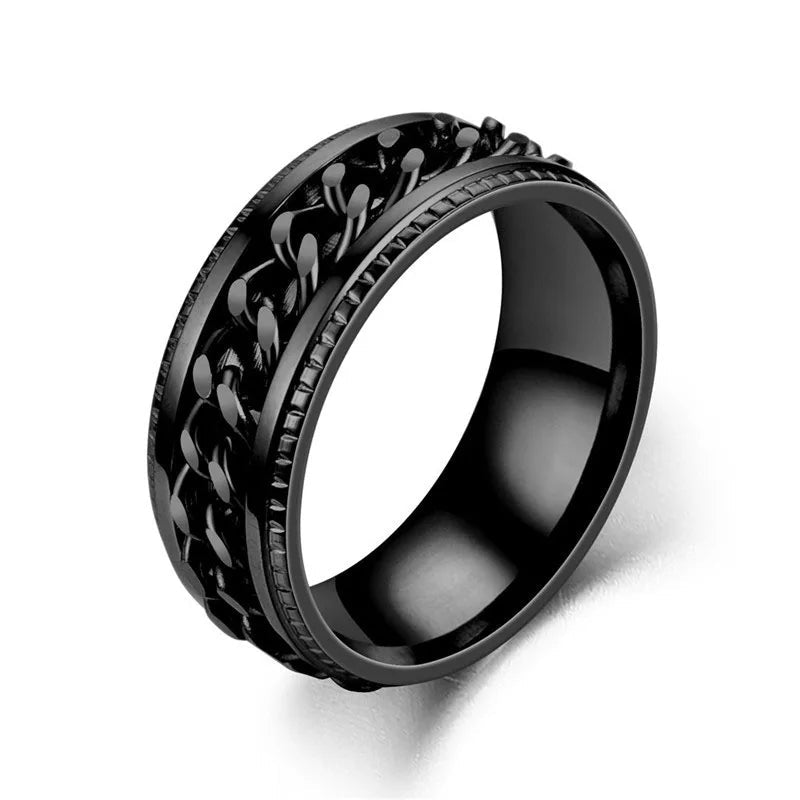 8mm Rotatable Chain Stainless Steel Fidget Spinner Ring