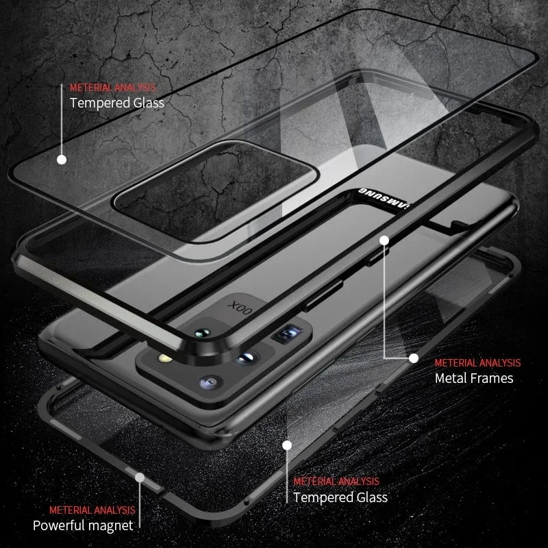 Cover For Samsung Galaxy S25 S24Ultra S23 A15 A53 A54 A52 S22 Note20Ultra S9 S8 360 Degree Privacy Protection Magnetic Case