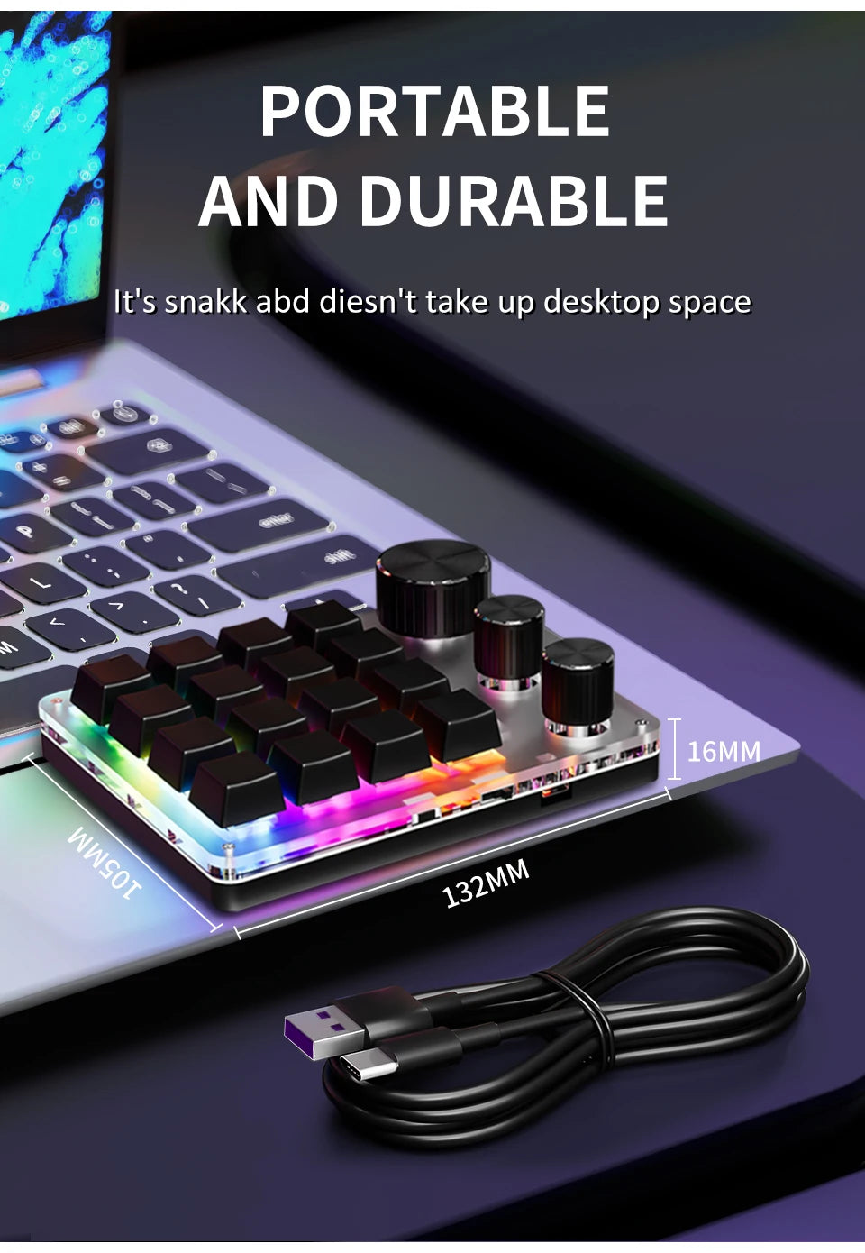 2.4G Customize Bluetooth 3 Modes USB Custom Mechanical Keyboard with Knob Volume Button Knob Programming Macro Gaming 16 Key Key