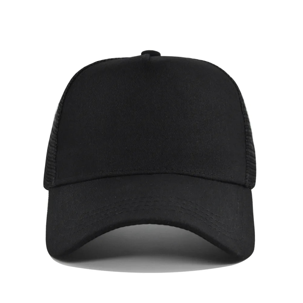 Boné de beisebol impresso com logótipo personalizado Topo Rígido Bonés de Rede de 5 Painéis para Homens Mulheres Boné Respirável Chapéu de Sol Gorra de Cor Pura Atacado