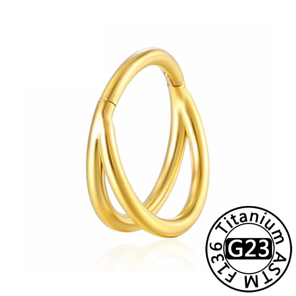 G23 Titanium 16G CZ Hinged Segment Clicker Hoop Piercing