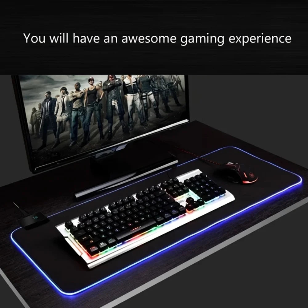 LED RGB Mousepad Keyboard Cover Desk-mat Waterproof Large Gaming Mouse Pad Multi-size Computer Gamer Esports Mouse Pad Backlit