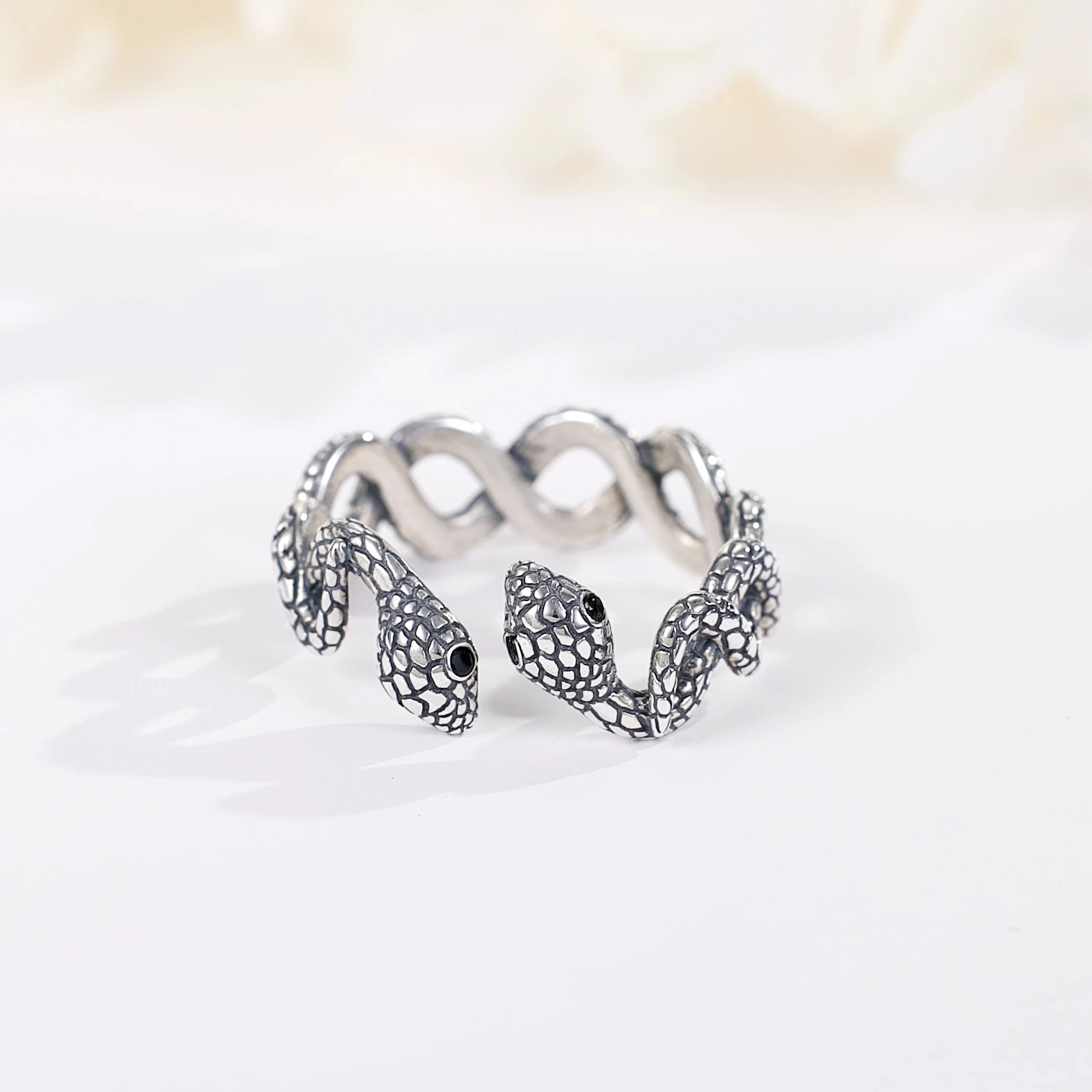 Snake Ring Sterling Silver S925 Adjustable Open Ring