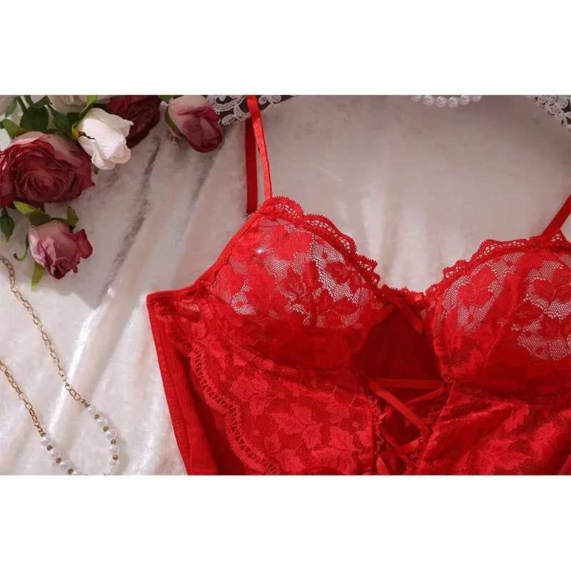 3-Piece Hot Babydoll Lingerie Set with Garter Belt