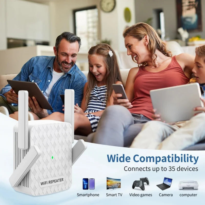 Repetidor WiFi 1200Mbps 5Ghz Amplificador Extensor WiFi Banda Dupla 2.4G&5GHz Booster de Sinal Wi-Fi Interface de Rede de Longo Alcance