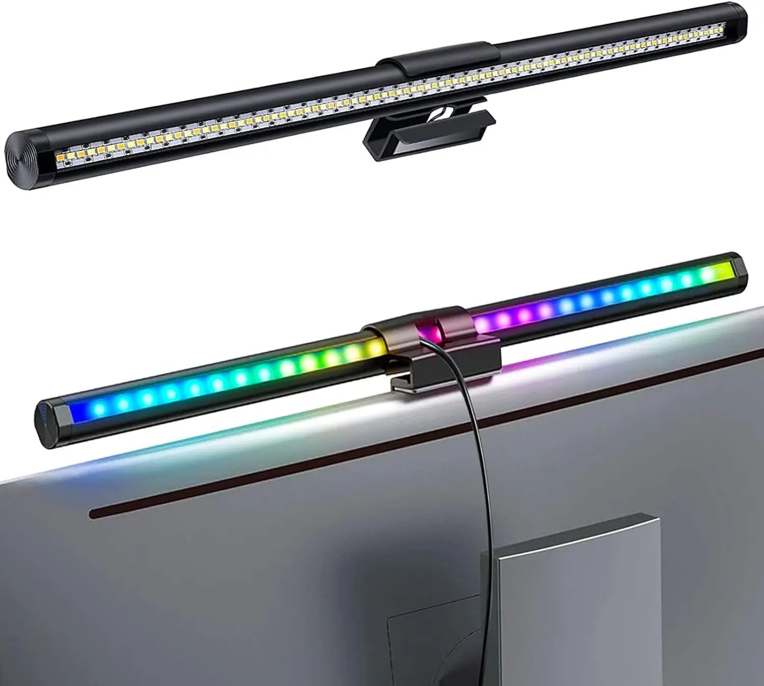 LED Monitor Light Bar Monitor Desk Lamp with RGB Backlight Music Rhythm Ambiance Table Lamp PC Screen Light for Home Office/Game