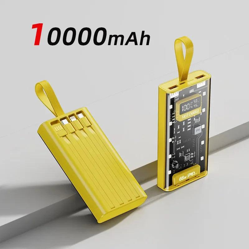 20000mAh Bidirectional Super Fast Charging Power Bank 66W Transparent High capacity Digital Display For Iphone Xiaomi Samsung