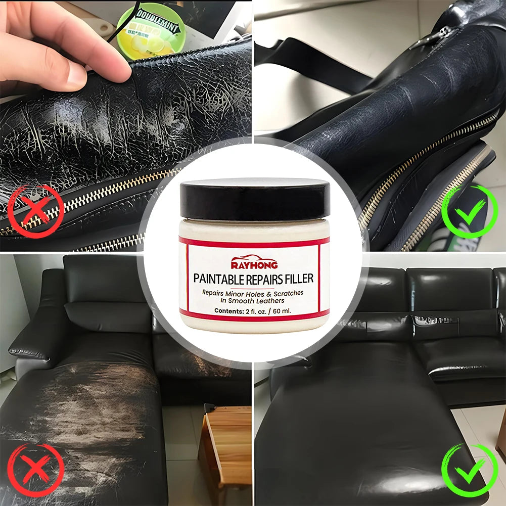 60/20ml Leather Repair Filling Paste Compound Leather Restoration Cream Car Leather Car Repair Scratches Cracks Sofa Auto Seat
