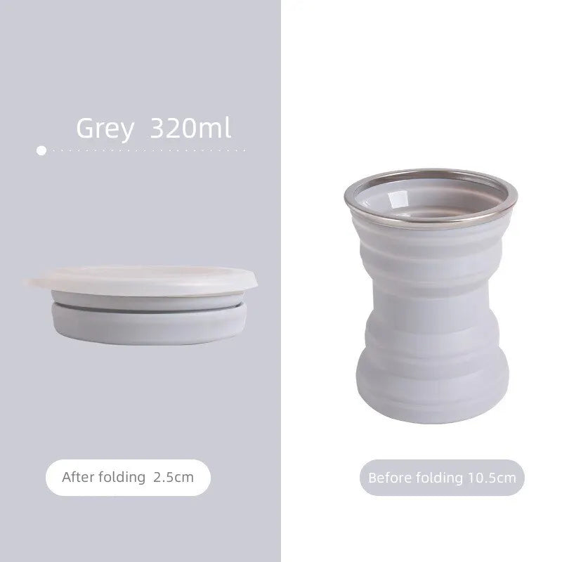 Portable Silicone Foldable Cup With Lanyard Heat Resistant Collapsible Cups Lid Folding Storage Travel Mug For Hot Water