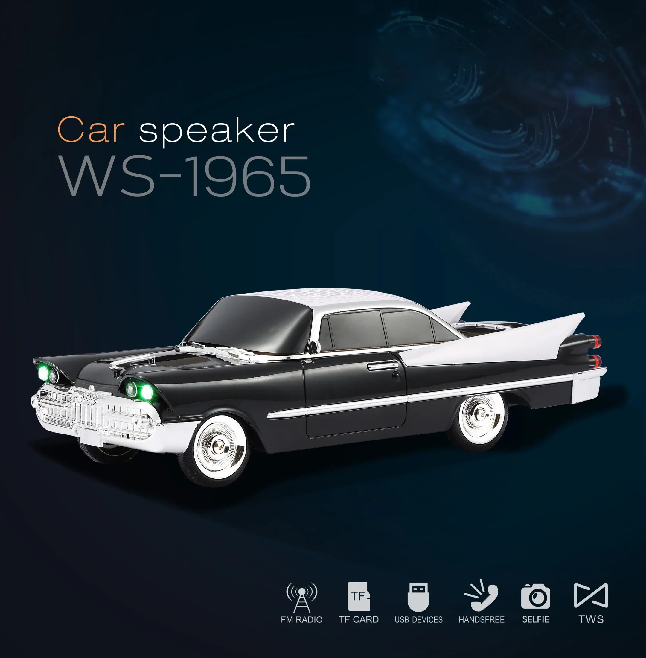 WS-1965 Classic Car Shaped Bluetooth Speaker with Subwoofer Support U Disk TF Card Fm Radio Portable Vintage HIFI Stereo Boombox