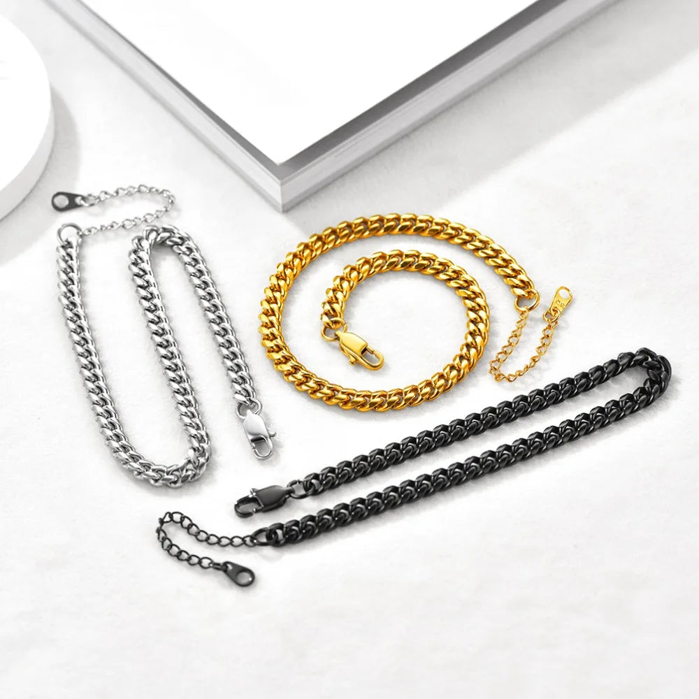 Stainless Steel Multi-Style Anchor and Curb Chain Anklet