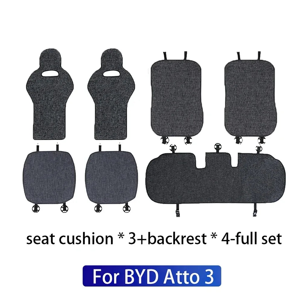 Para BYD Atto 3 Yuan Plus Tang Dolphin EV 2021 2022 2023 2024 2025 Almofada de Linho Respirável Tapete Protetor de Assento de Carro Acessórios