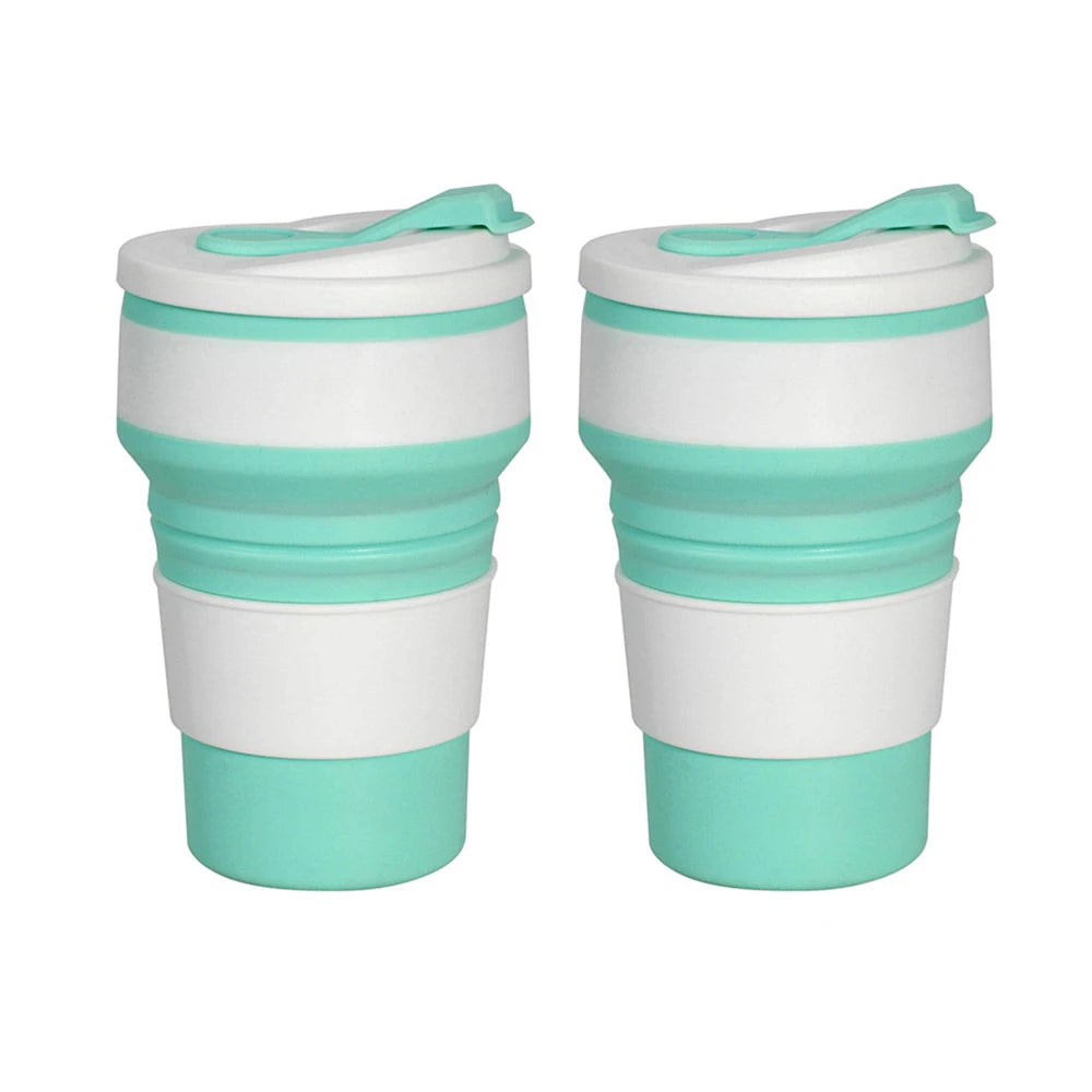 350ml Collapsible Silicone Travel Coffee Cup with Lid
