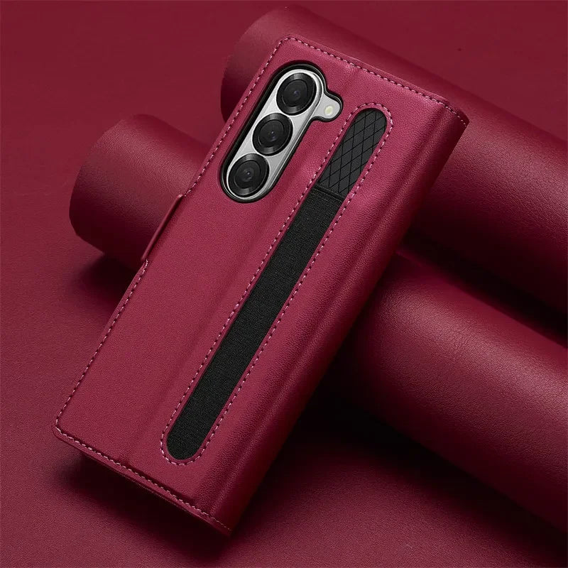 Magnetic Flip Leather Phone Case for Samsung Galaxy Z Fold 7 6 5 4 3 5G Fold6 Fold5 Fold4 Wallet Card Cover Etui Coque