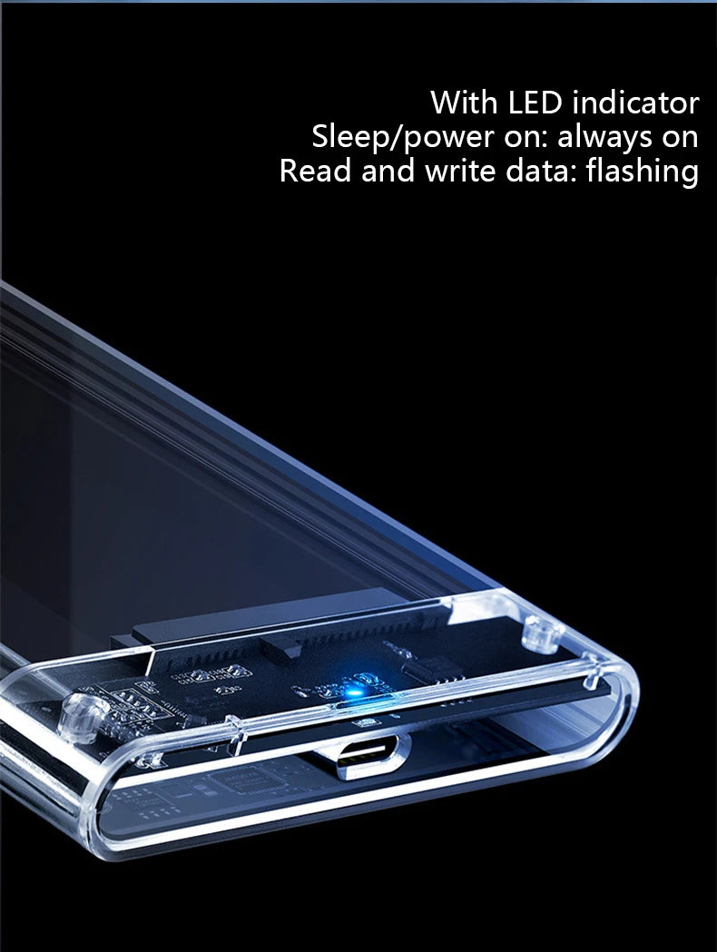 UTHAI TM05 Type-C Transparent Box HDD Enclosure 3.1 Notebook 2.5 Inch SSD Solid State Mechanical Mobile Hard Disk Box USB3.1