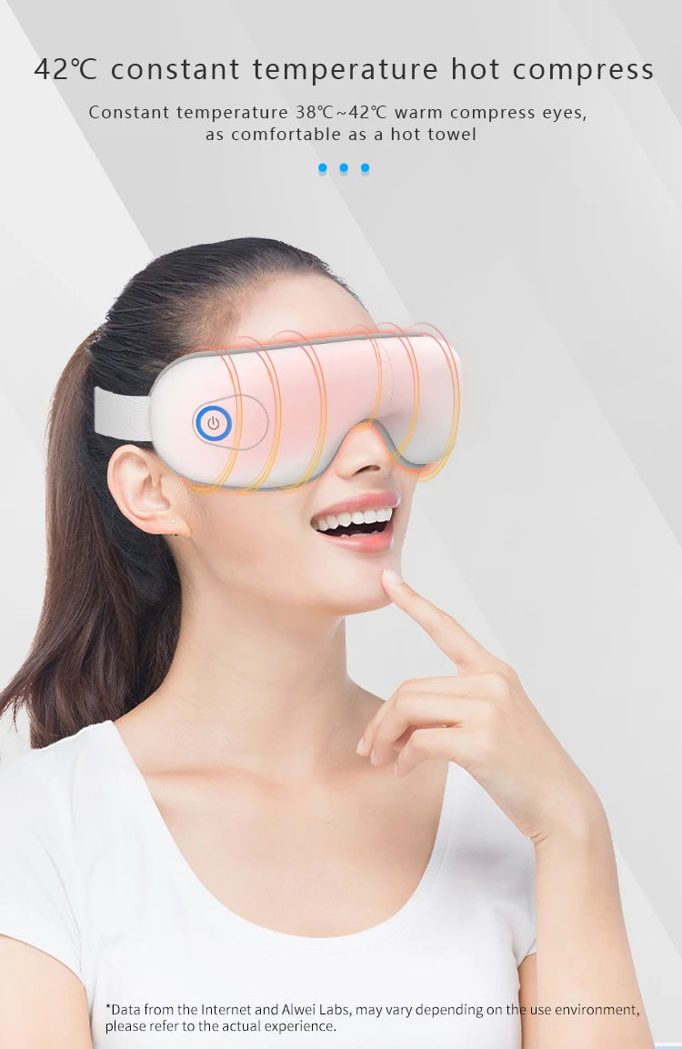 Folding Eye Massager Eye Mask with Heat and Bluetooth Music Airbag Eye Care Device Gift for Eye Strain Dry Eye Improve Sleep