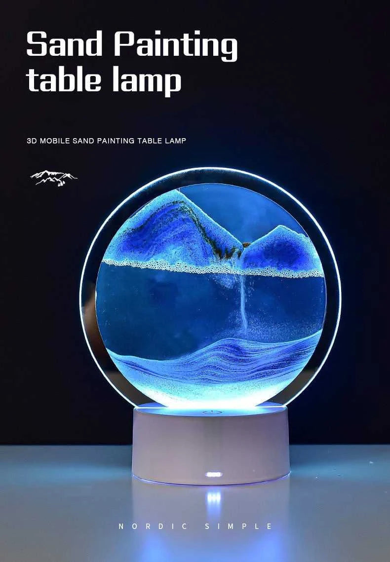 AuraSphere RGB – 3D Moving Sand Art Lamp with 16-Color LED