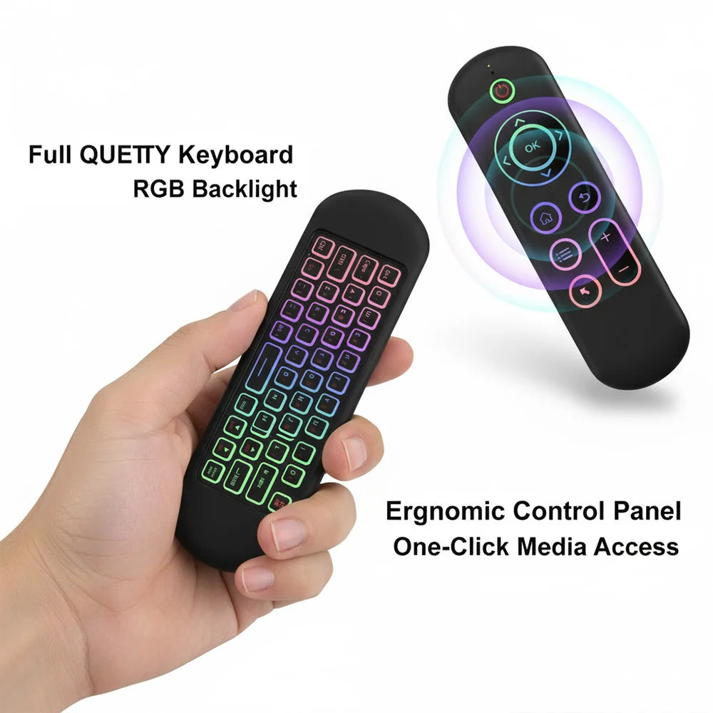 MRSVI Air Mouse Remote Control M5 Wireless 2.4G&Bluetooth With 7 Color Backlit Gyroscope Keyboard for Smart Android TV Box,PC