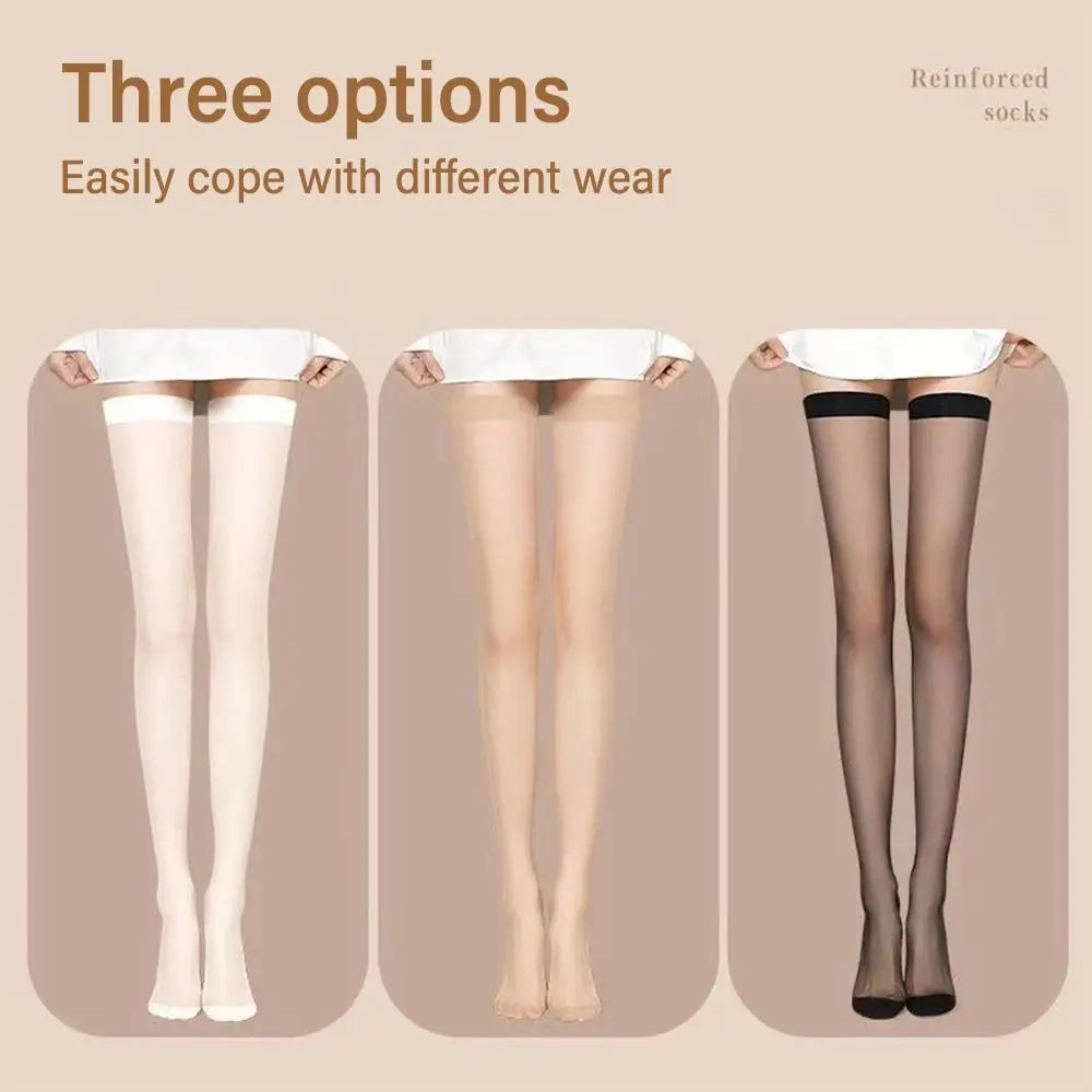 2 Pairs Ultra-Thin Transparent Silk Thigh High Stockings