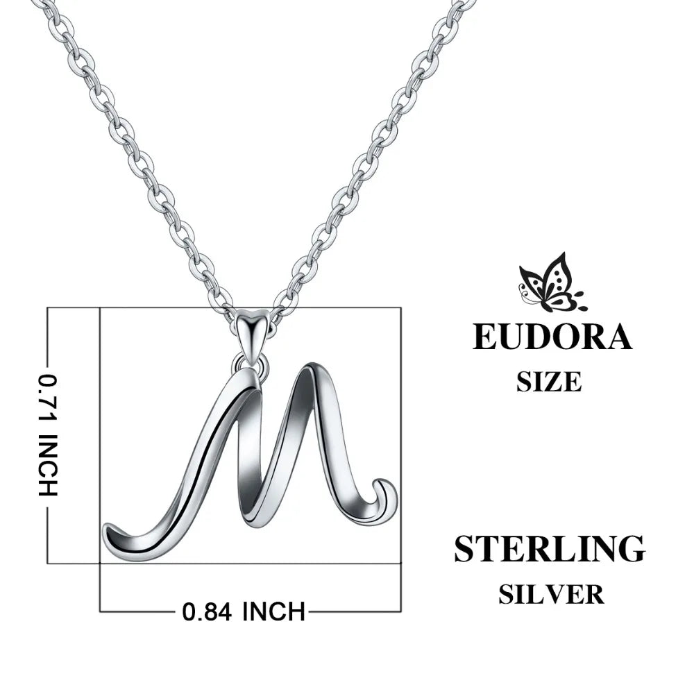 925 Sterling Silver Initial Letter Pendant Necklace