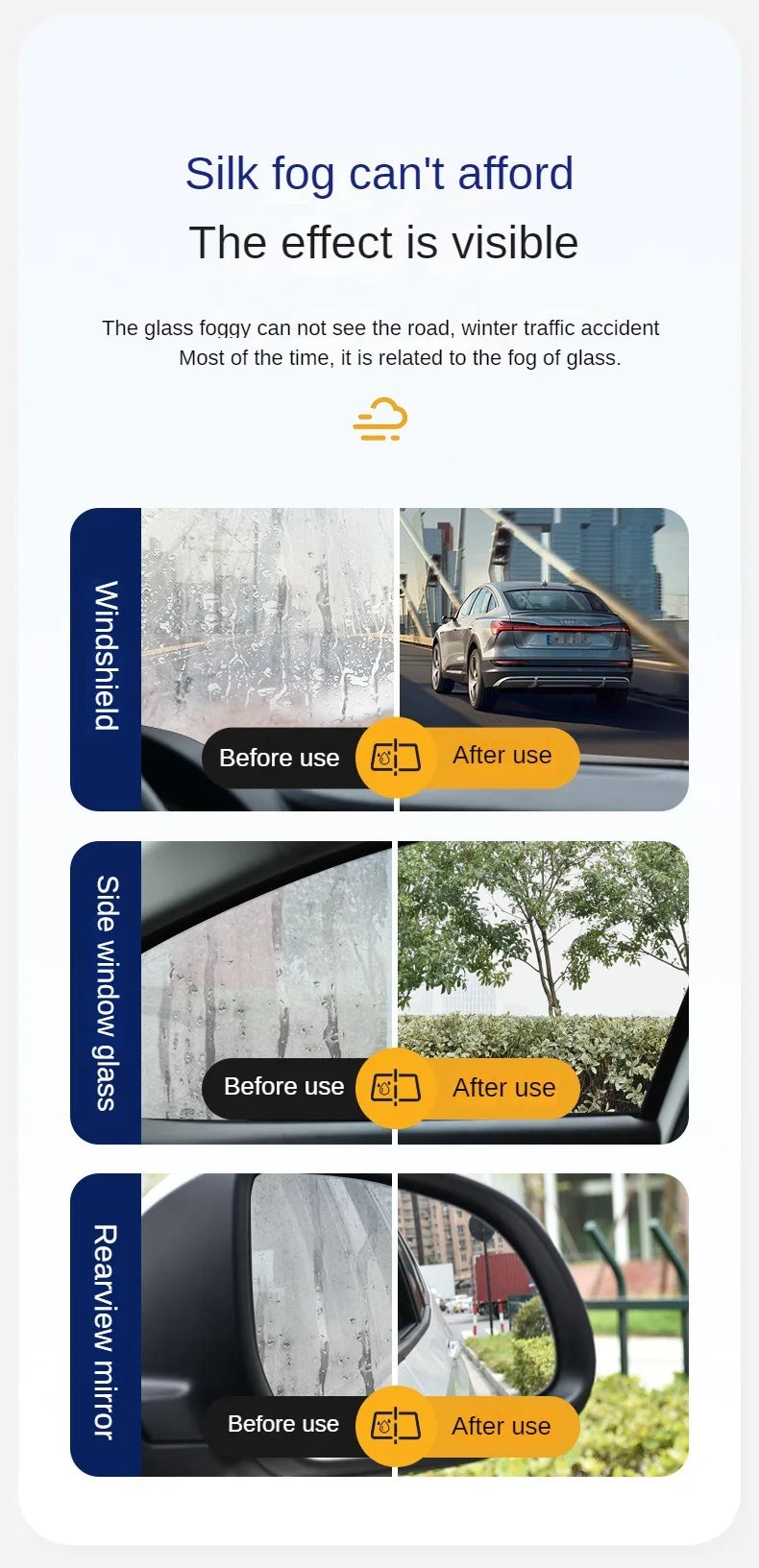 Car Glass Anti-Rain Spray Auto Water repellent Coating Agent Waterproof Rainproof Anti-fog Glass Cleaner Auto Windshield Clear