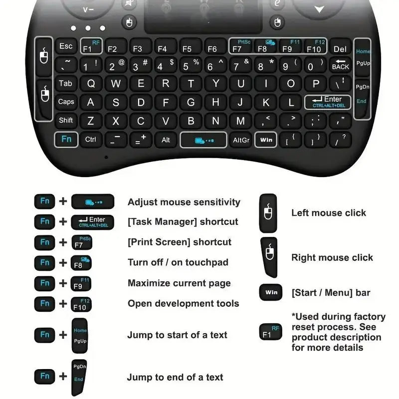 Bluetooth Wireless i8 Mini Keyboard Backlit 2.4G USB English with Touchpad Air Mouse Remote Control Touchpad For Android TV Box