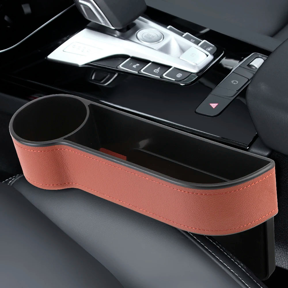 Car Organizer Auto Crevice Pocket Phone Bottle Cups Holder Seat Gap Leather Storage Box Car Accessories,USB Chargers Optional