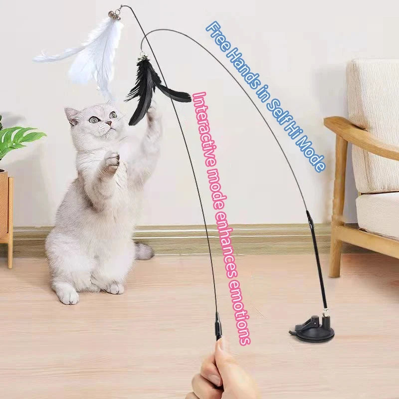 Professional Suction Cup Simulation Bird Feather Cat Teaser Wand