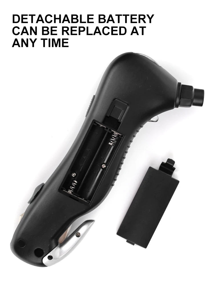 Digital tire pressure gauge, emergency lighting flashlight, car escape hammer, seat belt cutter, multi-functional self-rescue to