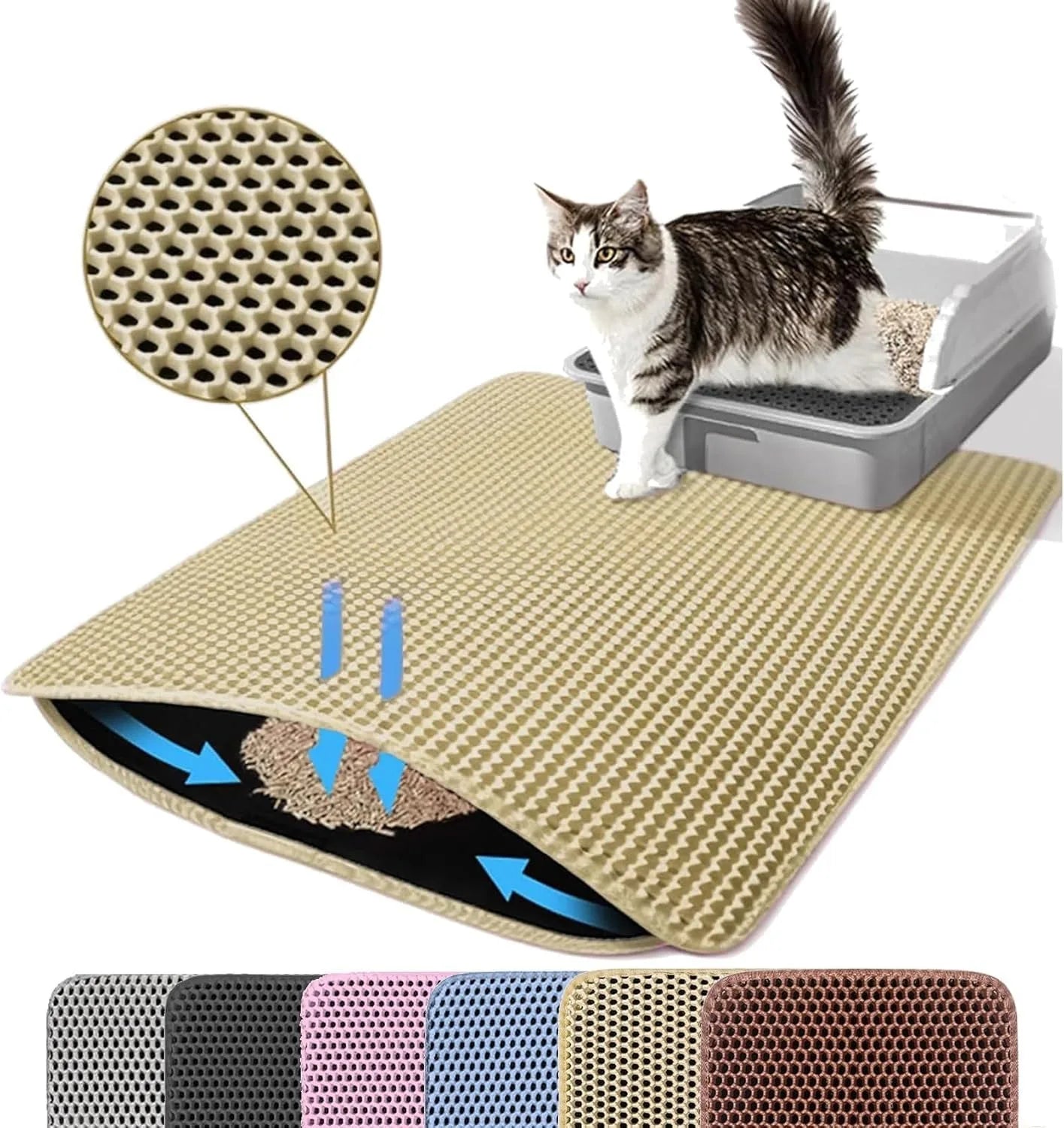 Advanced Double Layer Honeycomb Waterproof Cat Litter Mat
