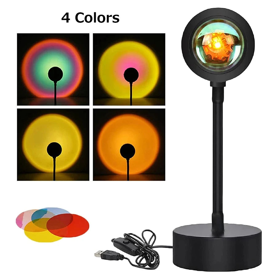 Sunset Projector Lamp Bluetooth Night Light Rainbow Atmosphere Light Room Decor Background Wall Decoration Bedroom Table Lamp