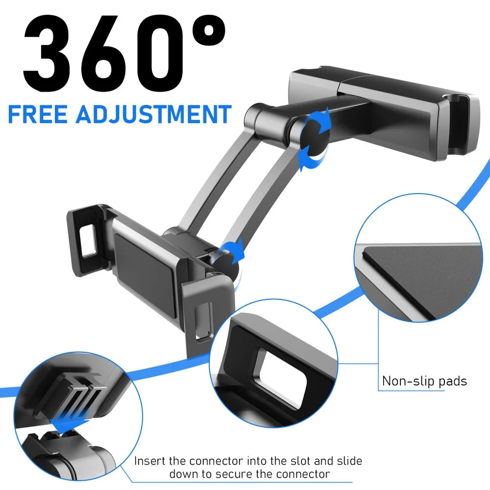 Car Seat Back Stand Telescopic Phone Tablet Holder Headrest Adjustable Universal Tablet Bracket For 4.7-12.3Inch Car Accessories