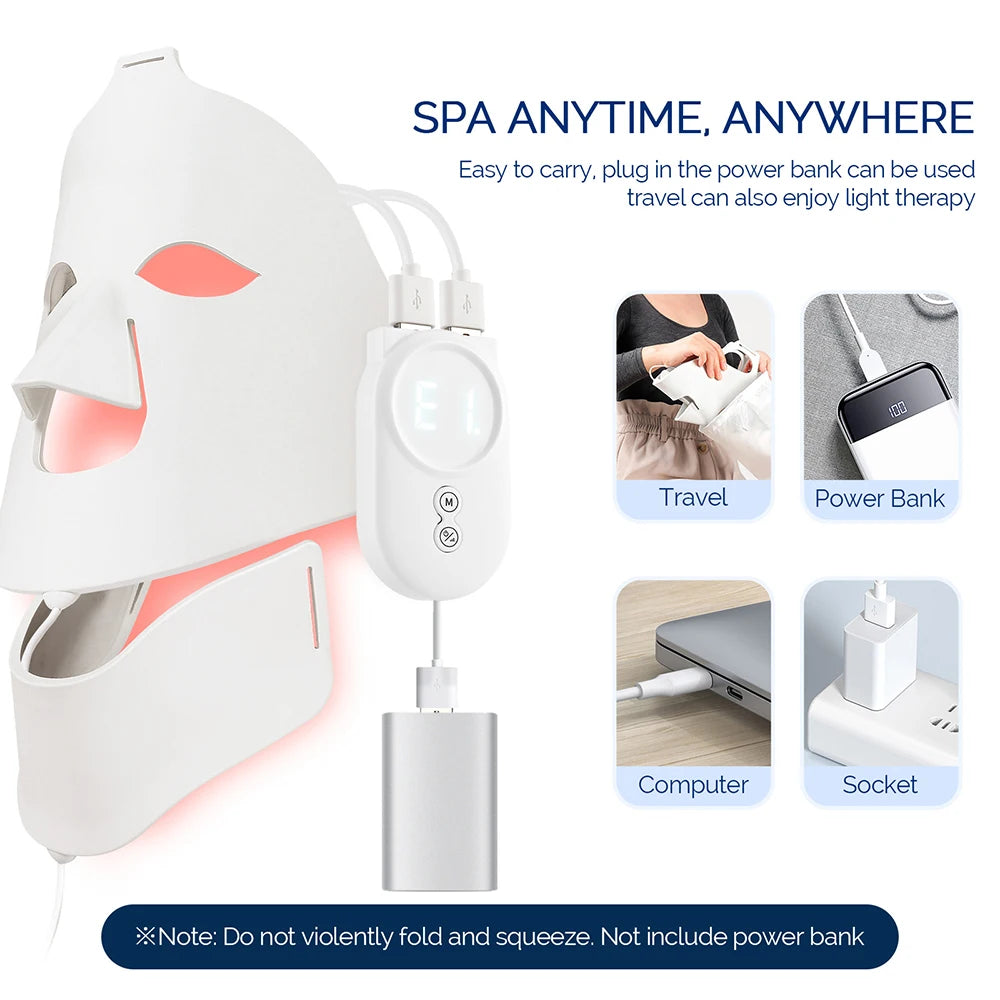 Professional 7-Color LED Facial & Neck Mask – 168 LED Therapy | Medical-Grade Silicone