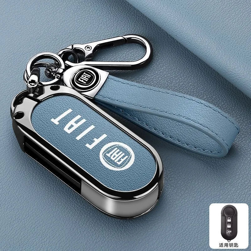 Leather Car Remote Key Case Cover Shell Protector for Fiat Ducato 500 500L Panda Grande Punto Lancia Musa Keychain Accessories