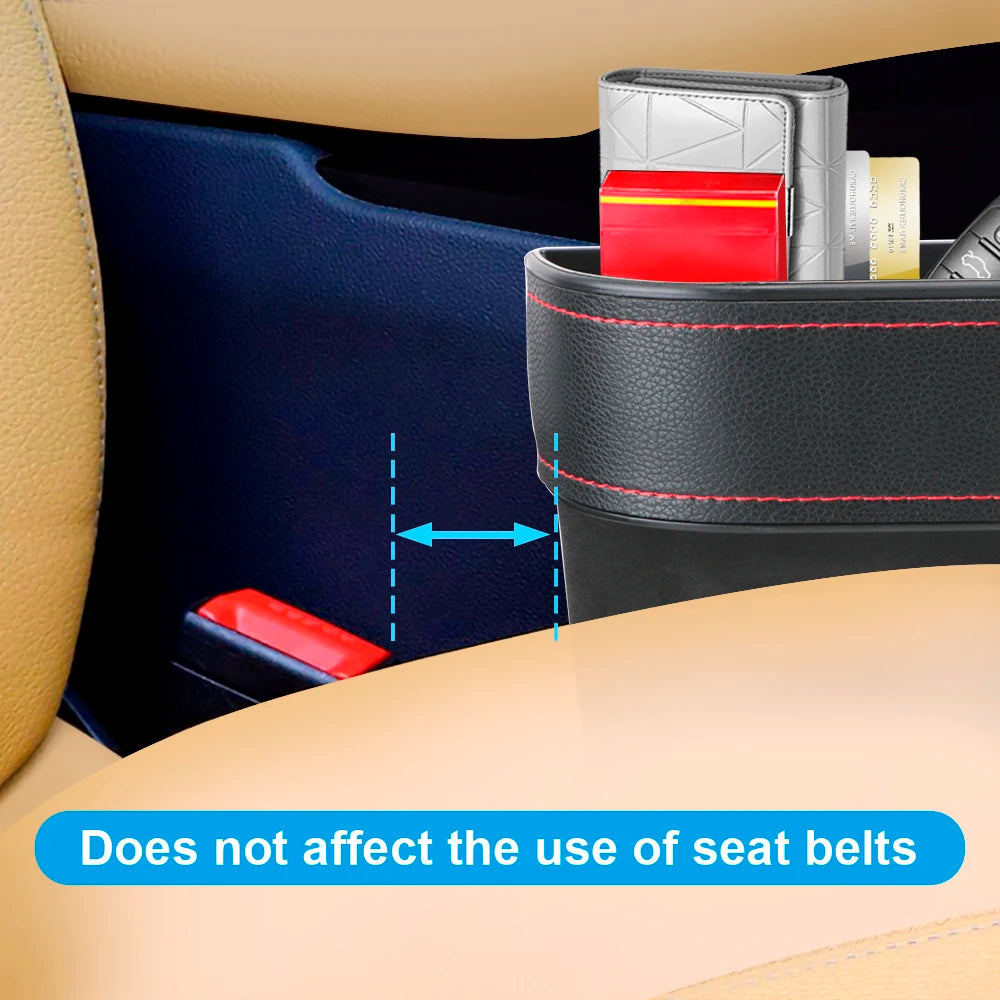 Car Organizer Auto Crevice Pocket Phone Bottle Cups Holder Seat Gap Leather Storage Box Car Accessories,USB Chargers Optional