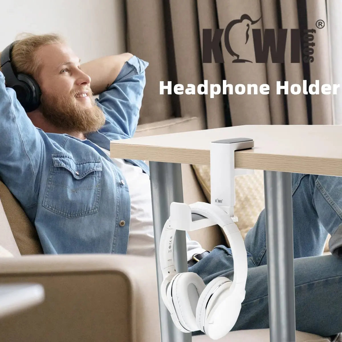 Headphone Bracket Swivel Mounted PC Gaming Headset Stand Holder Under Desk Hanger Hook Earphones Display Stand With USB Ports