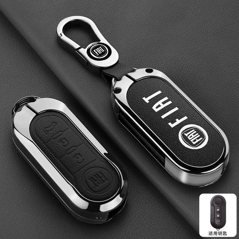 Leather Car Remote Key Case Cover Shell Protector for Fiat Ducato 500 500L Panda Grande Punto Lancia Musa Keychain Accessories